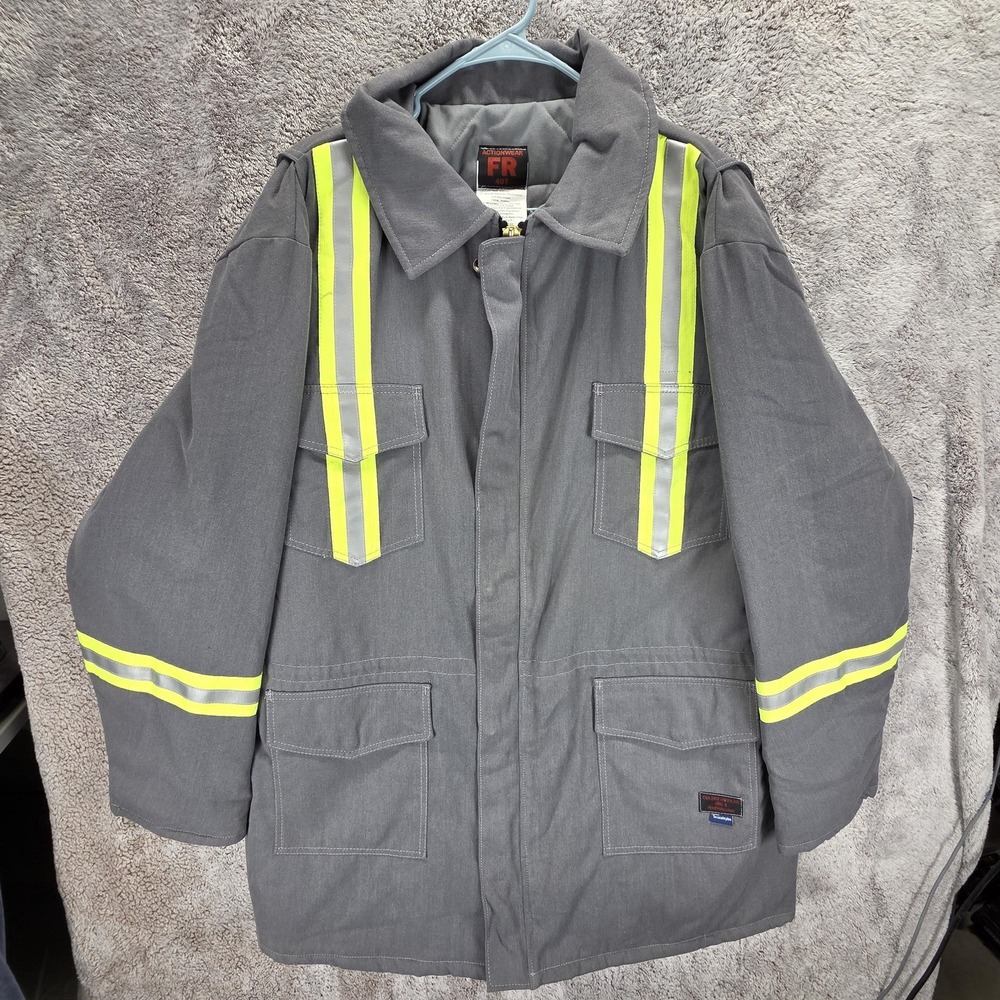 Actionwear FR Jacket Mens 48T Hi Vis Insulated Heavy Duty Reflective Workwear